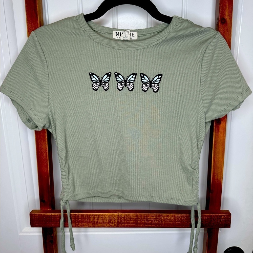 Girls Butterfly graphic crop top